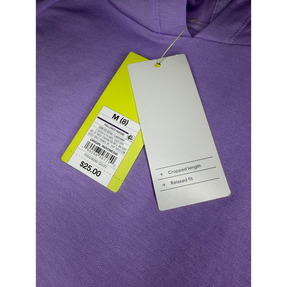All in Motion Girls Lavender Pullover Hoodie Cropped Relaxed Fit Purple Size M 8 - Picture 3 of 3